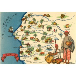 Carte Géographique avec Illustrateur Editions Barre Dayez SENEGAL