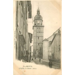 2 cpa 39 SAINT-AMOUR. Clocher de l'Eglise et Tour Guillaume vers 1900