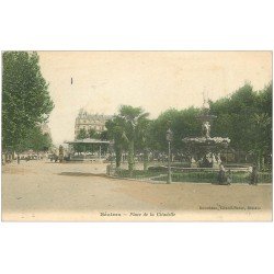 carte postale ancienne 34 BEZIERS. Place et Kiosque Citadelle 1906