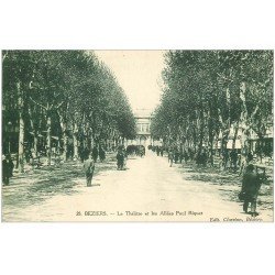 carte postale ancienne 34 BEZIERS. Théâtre Allées Riquet 1923