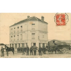 60 PLESSIS-BELLEVILLE. Attelage et chevaux devant Hôtel de la Bonne Rencontre tenu par Nicolas 1912