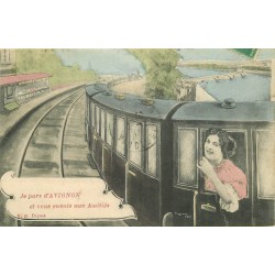 Carte montage Gare Train Locomotive Voyageuse. Je pars de 84 AVIGNON 1913
