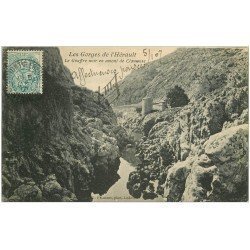 carte postale ancienne 34 CLAMOUSE. Gouffre noir en amont 1907. Pour Comtesse de Ferdy à Marseille