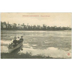 carte postale ancienne 03 BOURBON L'ARCHAMBAULT. Etang du Château ballade en barque