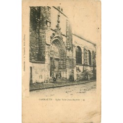 77 DAMMARTIN. Enfants devant l'Eglise Saint Jean-Baptiste timbre taxe 1903