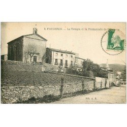 carte postale ancienne 34 FAUGERES. Temple et Promenade de l'Archose