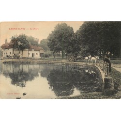 60 LAGNY-LE-SEC. Attelages au bord de la Mare 1906