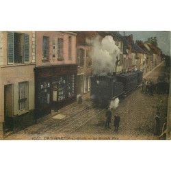 77 DAMMARTIN-EN-GOËLE. Tramway Train à vapeur sur la Grande Rue 1929