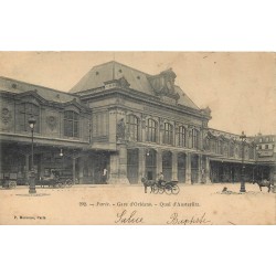 PARIS 13° Attelage fiacre devant la Gare d'Orléans Quai Austerlitz vers 1900