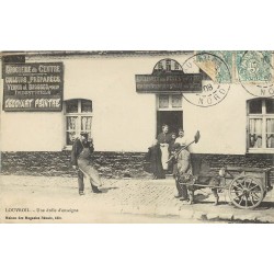 59 LOUVROIL. Attelage de chien devant le Cabaret des P'tits Gouttes route d'Avesnes 1908