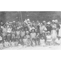 40 MIMIZAN PLAGE. Rare Photo cpa groupe de Baigneurs vers 1933