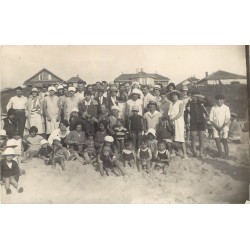 40 MIMIZAN PLAGE. Rare Photo cpa groupe de Baigneurs vers 1933