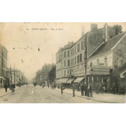 93 SAINT-DENIS. Rue de Paris Tabac au "Rendez-vous des tramways du Barrage" 1910