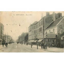 93 SAINT-DENIS. Rue de Paris Tabac au "Rendez-vous des tramways du Barrage" 1910