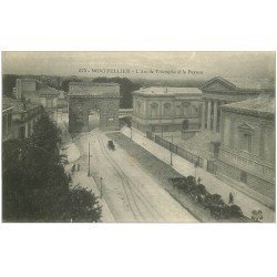 carte postale ancienne 34 MONTPELLIER. Arc de Triomphe et le Peyrou sous la neige