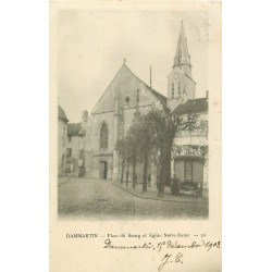 77 DAMMARTIN-EN-GOËLE 4 x cpa Eglise Notre-Dame Place du Bourg, Gendarmerie, Calvaire et Monument vers 1906