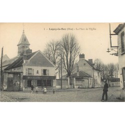 60 LAGNY-LE-SEC. Commerce vins Volkaert sur la Place de l'Eglise 1919