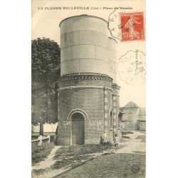 60 LE PLESSIS-BELLEVILLE. Château d'eau Place du Bassin animation 1913
