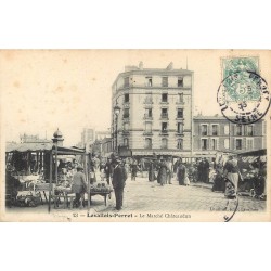 92 LEVALLOIS-PERRET. Belle animation sur le Marché Châteaudun 1906