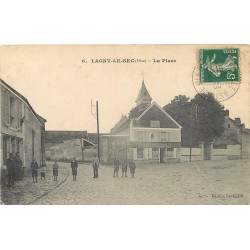 60 LAGNY-LE-SEC. Café Richard vins sur la Place animation 1908