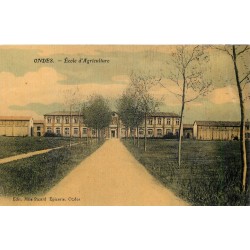 31 ONDES. Ecole d'Agriculture 1909 belle carte toilée et colorisée