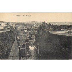 87 LIMOGES. Gare Montjovis avec train et locomotive à vapeur