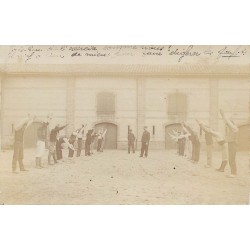 31 ONDES. La gymnastique des Militaires ou Pompiers photo cpa rare 1911