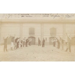 31 ONDES. La gymnastique des Militaires ou Pompiers photo cpa rare 1911