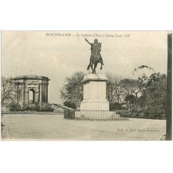 carte postale ancienne 34 MONTPELLIER. Château d'Eau Statue Louis XIV 1919