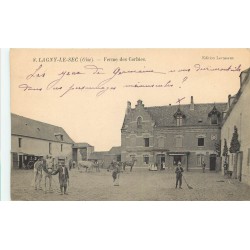 60 LAGNY-LE-SEC. Paysans et animaux à la Ferme des Corbies 1907