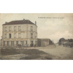 60 LE PLESSIS-BELLEVILLE. Attelages devant Hôtel de la "Bonne Rencontre" avenue de la Gare 1914