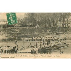 34 CANET. Parade du 2° Génie Pont de Bateaux sur l'Hérault 1913