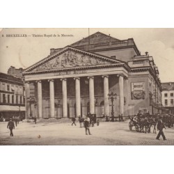 BRUXELLES. Fiacre devant Théâtre Royal de la Monnaie 1908 carte émaillographie
