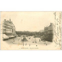 carte postale ancienne 34 MONTPELLIER. Place Comédie 1902