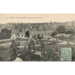 2 x cpa 35 RENNES. Jardin des Plantes et Cathédrale 1907