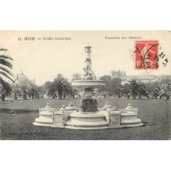 2 x cpa 06 NICE. Fontaine des Amours Jardin Municipal et intérieur Cathédrale 1911