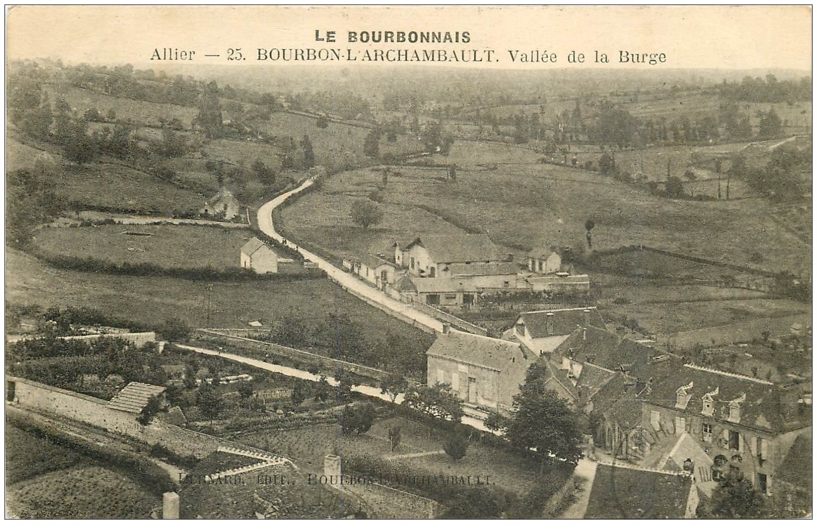 carte postale ancienne 03 BOURBON L'ARCHAMBAULT. Vallée de la Burge 1924