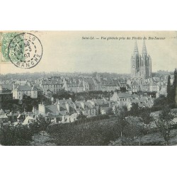 2 cpa 50 SAINT-LO. Pérelles du Bon-Sauveur et Portail Eglise Notre-Dame 1907