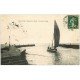 carte postale ancienne 34 PALAVAS-LES-FLOTS. Pêcheur au Canal 1914 les deux Jetées