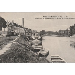 77 BRAY-SUR-SEINE. Chargement de bois amenés par Tramway 1917