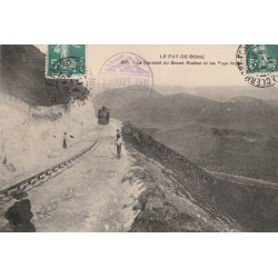 63 LE PUY DE DÔME. Le Tournant du Grand Rocher, passage du Train et entretient de la ligne 1911