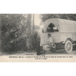 51 MONTMIRAIL. Un obus entré dans un arbre pendant la Bataille de la Marne 1917