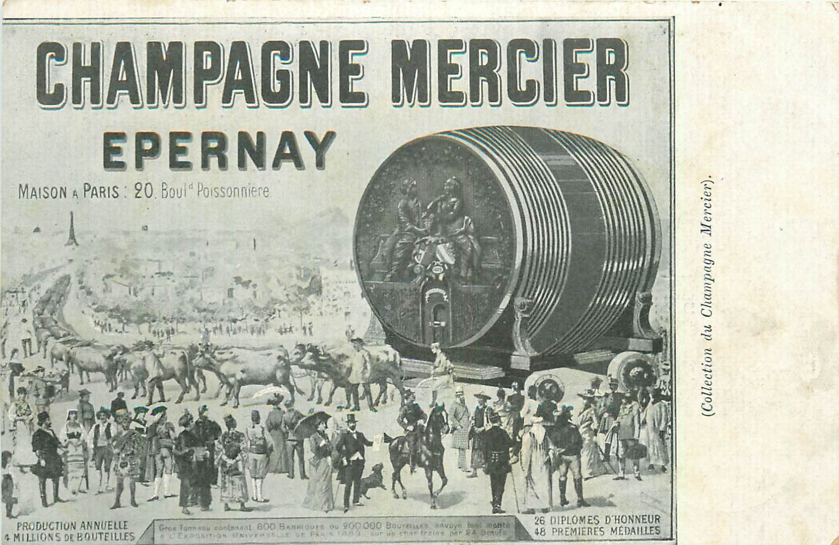 51 EPERNAY. Grand tonneau du Champagne Mercier pour Exposition Universelle de 1889...