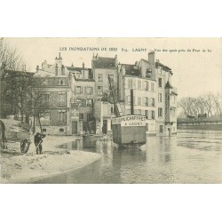 LAGNY. Inondations de 1910 Quais près du Pont de fer