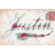 PRENOMS. "Justin" carte rare peinte à la main sur papier moiré et découpe de qualité 1907