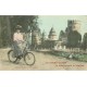27 CONDE-SUR-ITON. Je vous envoie le bonjour par une femme à bicyclette 1909