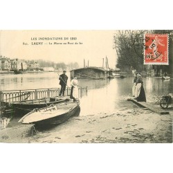 77 LAGNY SUR MARNE. La Marne au Pont de Fer inondations 1910
