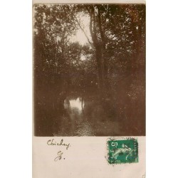 51 CHICHEY. Photo cpa d'un ruisseau en Forêt 1918