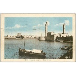 carte postale ancienne 34 SETE CETTE. Phare Sémaphore Port 1941