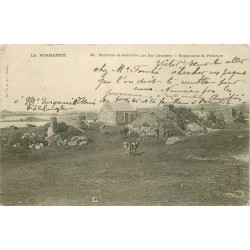 50 GRANVILLE environs. Habitations de Pêcheurs les Îles Chaussey avec vaches 1903